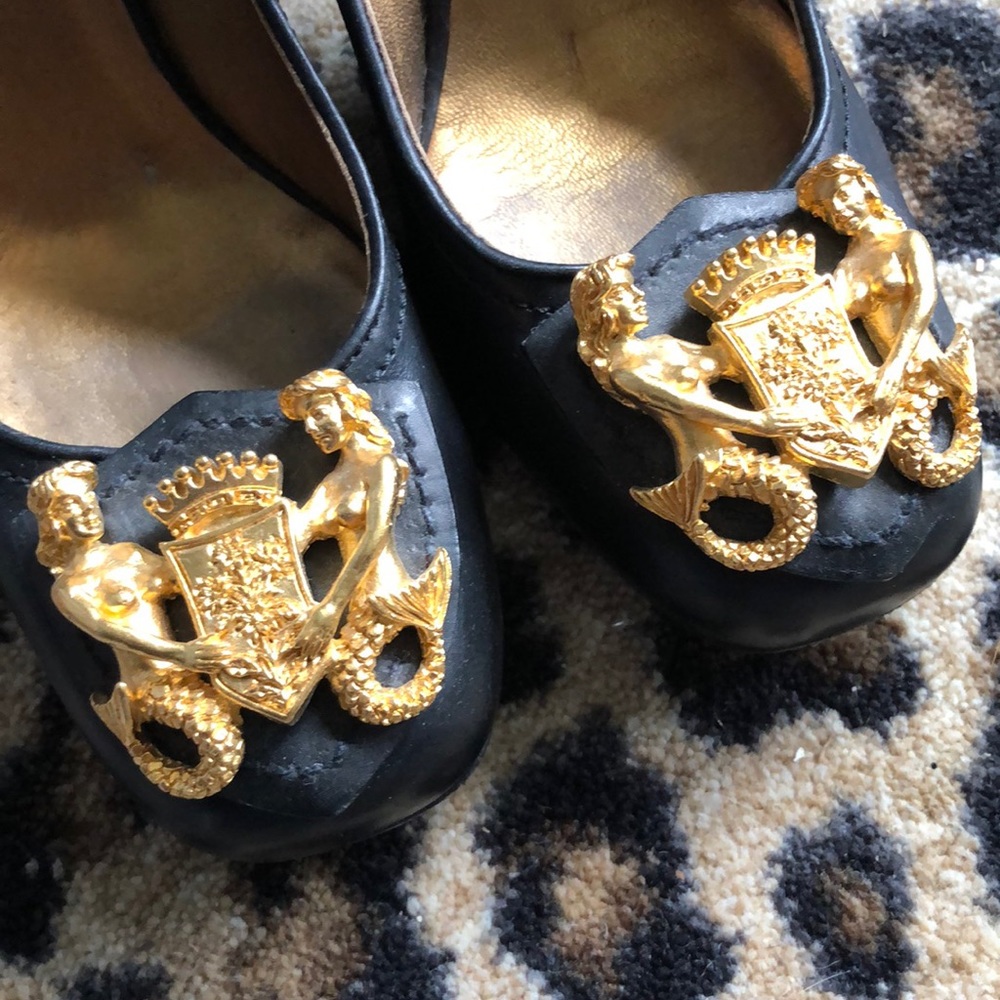 Vintage Miu Miu gold mermaid black heels